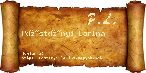 Pöstényi Larina névjegykártya